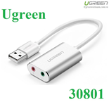 Card sound USB 2.0 to 3.5mm bọc nhôm chính hãng Ugreen 30801 cao cấp