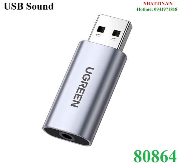 Card sound USB 2.0 to 3.5mm TRRS Mic & Loa Ugreen 80864 cao cấp (Vỏ nhôm)
