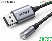 Card sound USB 2.0 Type-A to 3.5mm dây dù bọc nhôm có hỗ trợ MIC Ugreen 30757 cao cấp