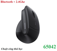 Chuột dọc không dây công thái học 2.4Ghz + Bluetooth có 5 nút 4000DPI Ugreen 65042 cao cấp