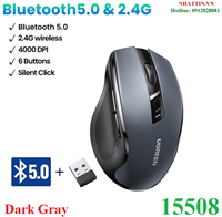 Chuột không dây 2.4Ghz & Bluetooth dùng cho máy tính, laptop Ugreen 15508 cao cấp (Dark Gray)