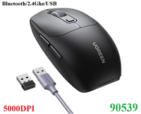 Chuột không dây Bluetooth v5.0 & 2.4GHz & có dây hỗ trợ 5000DPI Ugreen 90539/MU103 cao cấp (Pin sạc)