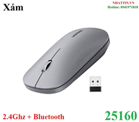 Chuột không dây Slim 2.4Ghz + Bluetooth 5.0 DPI 4000 Ugreen 25160 cao cấp (Xám)