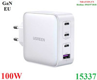 Củ sạc nhanh 100W GaN Nexode 4 cổng, 3 USB Type-C và 1 USB Type-A Hỗ trợ QC4+, PD3.0 Ugreen 15337