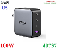 Củ sạc nhanh 100W GaN Nexode 4 cổng, 3 USB Type-C và 1 USB Type-A Hỗ trợ QC4+, PD3.0 Ugreen 40737