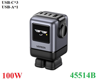 Củ sạc nhanh 100W GaN Robot 4 cổng, 3 USB Type-C và 1 USB Type-A Hỗ trợ QC4+, PD3.0 Ugreen 45514B