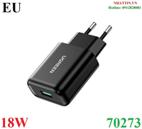Củ sạc nhanh 18W USB Type-A Hỗ trợ QC 3.0 Ugreen 70273 cao cấp (EU)