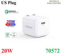 Củ sạc nhanh 20W cổng USB Type-C QC4.0 Ugreen 70572 cao cấp (US Plug)