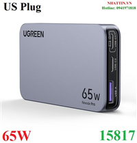Củ sạc nhanh 3 cổng Nexode Pro GaNInfinity 65W Slim Ugreen 15817 cao cấp (US Plug)