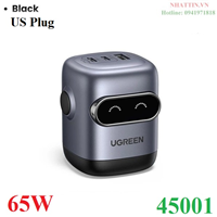 Củ sạc nhanh hình Robot 65W 3 cổng Type-C x2, Type-A x1 Ugreen 45001 cao cấp (US Plug)