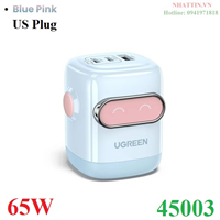 Củ sạc nhanh hình Robot 65W 3 cổng Type-C x2, Type-A x1 Ugreen 45003 cao cấp (US Plug)