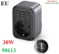 Củ sạc nhanh Nexode PD 30W cắm tường Type-A*2, Type-C*1 trả lại cổng AC chuẩn EU 3680W Ugreen 90613