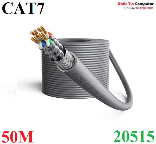 Cuộn cáp mạng Cat7s FTP băng thông 10GB 23AWG dài 50M Ugreen 20515 cao cấp (Màu Xám)