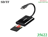 Đầu đọc thẻ SD/TF USB 3.0 chuẩn Type-C Ugreen 35622 cao cấp (hỗ trợ thẻ 2TB)