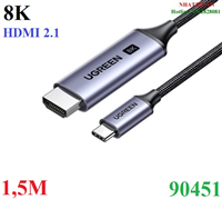 Dây chuyển đổi USB-C sang HDMI 8K@60Hz HDR màu xám dài 1.5m Ugreen 90451 cao cấp