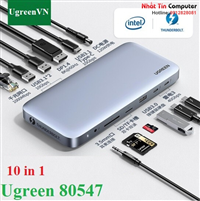 Bộ mở rộng tín hiệu 10 in 1 DP 8K@60Hz/USB 3.1/Lan Gigabit/SD/TF/Sạc PD 60W Ugreen 80547 cao cấp