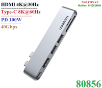 Hub USB Type-C sang HDMI 4K, USB 3.0, SD/TF, sạc PD 100W, 40Gbps cho MacBook Ugreen 80856 cao cấp