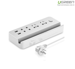 Ổ cắm điện đa năng 2 cổng USB có giá đỡ điện thoại, máy tính bảng Ugreen 20354 chính hãng