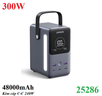Pin sạc dự phòng 48000mAh công suất 300W hỗ trợ 5 cổng sạc Ugreen 25286/PB770 có màn hình cao cấp