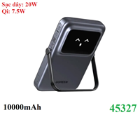Pin sạc dự phòng không dây Uno 10000mAh PD20W Magsafe Qi 7.5W Ugreen 45327 cao cấp