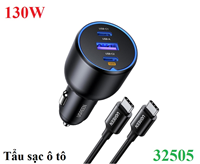 Sạc nhanh trên ô tô 3 cổng PD/QC 3.0 công suất 130W Ugreen 35025 cao cấp