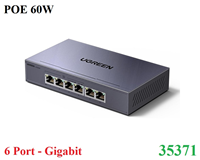 Switch chia mạng 6 cổng LAN Gigabit hỗ trợ POE 60W Ugreen 35371 cao cấp (EU Plug)