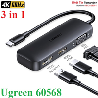 Thiết bị Hub chuyển đổi USB Type-C to DP/HDMI/VGA 3 in 1 Ugreen 60568 cao cấp