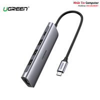 Thiết bị mở rộng 5 in 1 USB type-C sang HDMI 4K@60Hz/ Hub USB 3.0/ PD 100W Ugreen 70495 cao cấp