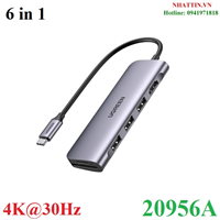 Thiết bị mở rộng 6 in 1 USB Type-C ra HDMI 4K@30hz/USB x3/SD/TF Ugreen 20956A cao cấp