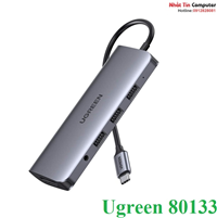 Thiết bị mở rộng USB Type-C 10in1 tích hợp HDMI, VGA, 3.5mm, Lan, USB, Đọc Thẻ, Sạc PD Ugreen 80133
