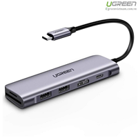 Thiết bị mở rộng USB type-C to HDMI/Hub USB 3.0/SD/TF hỗ trợ sạc cổng USB-C chính hãng Ugreen 70411